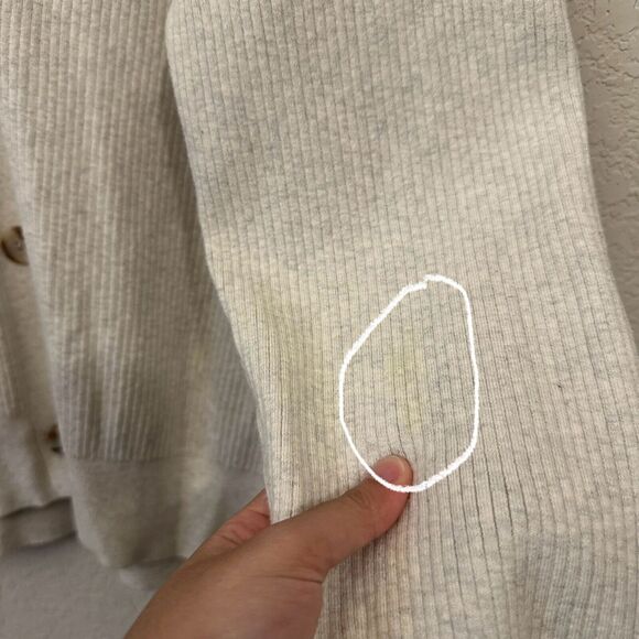 KITH W's Gemma Ribbed Knit Cardigan Sweater in Cream - Picture 6 of 14